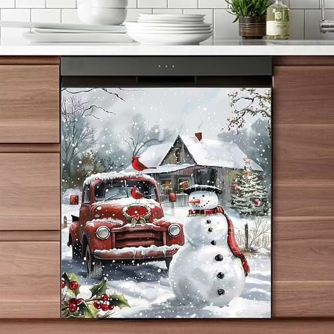 Winter Snowman Refrigerator Magnet Cover 23x26 inches