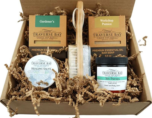 Gardener's Gift Box with Soap, Pumice, Lotion, and Salve