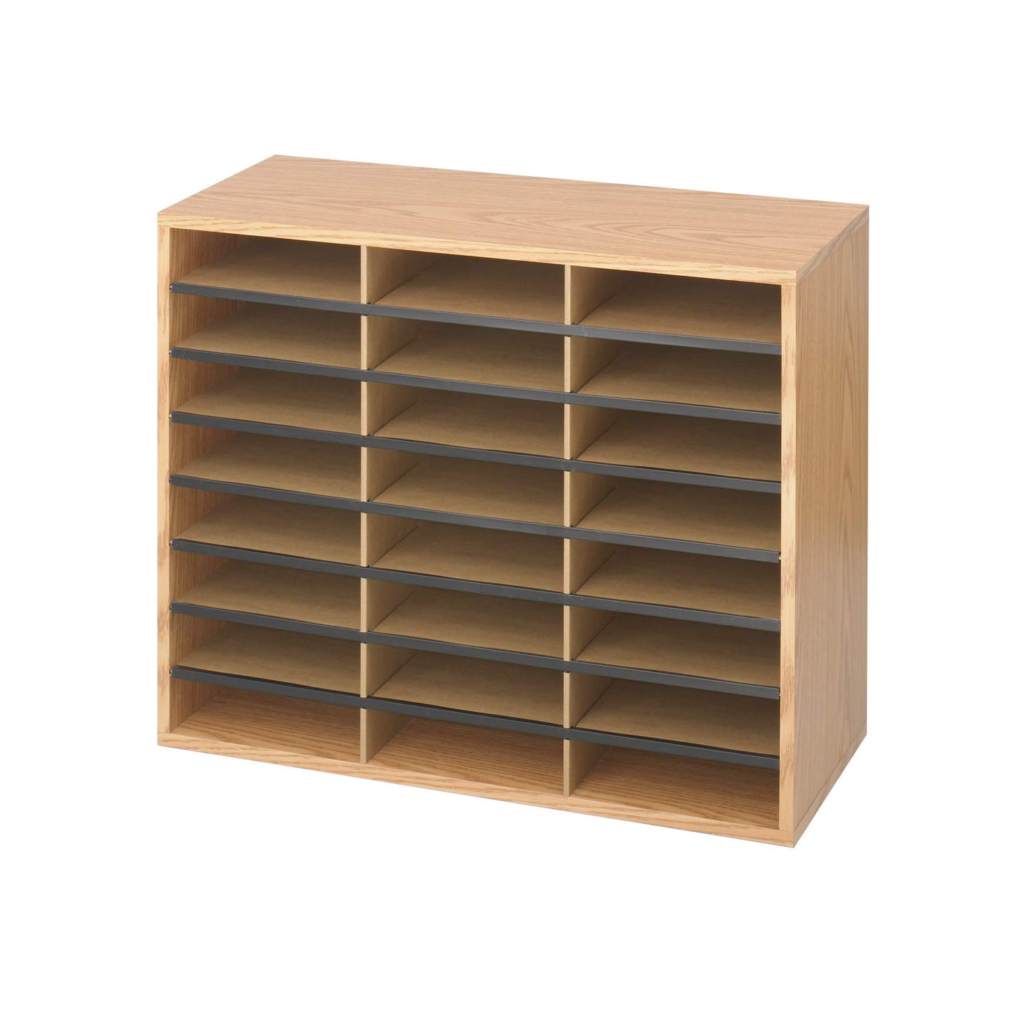 Wood Literature Organizer with 24 Compartments