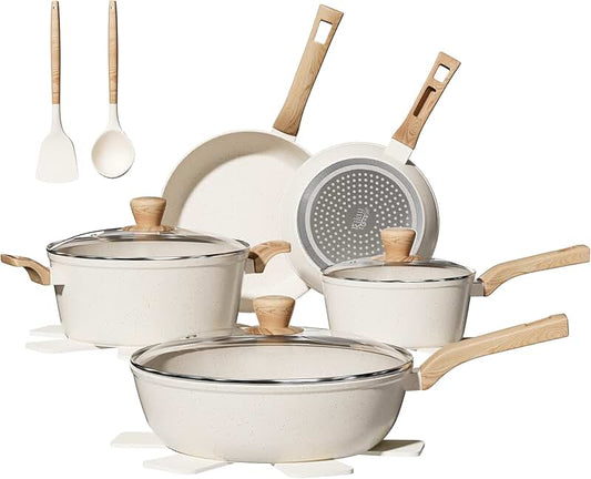 4-Piece Stainless Steel Cookware Set with Removable Handles