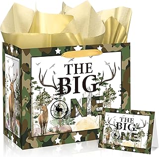 First Birthday Gift Bag with Card and Tissue for Boys