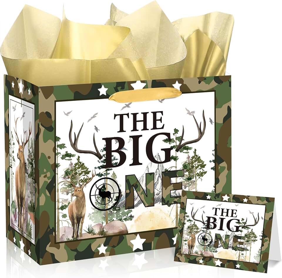 First Birthday Gift Bag with Card and Tissue for Boys