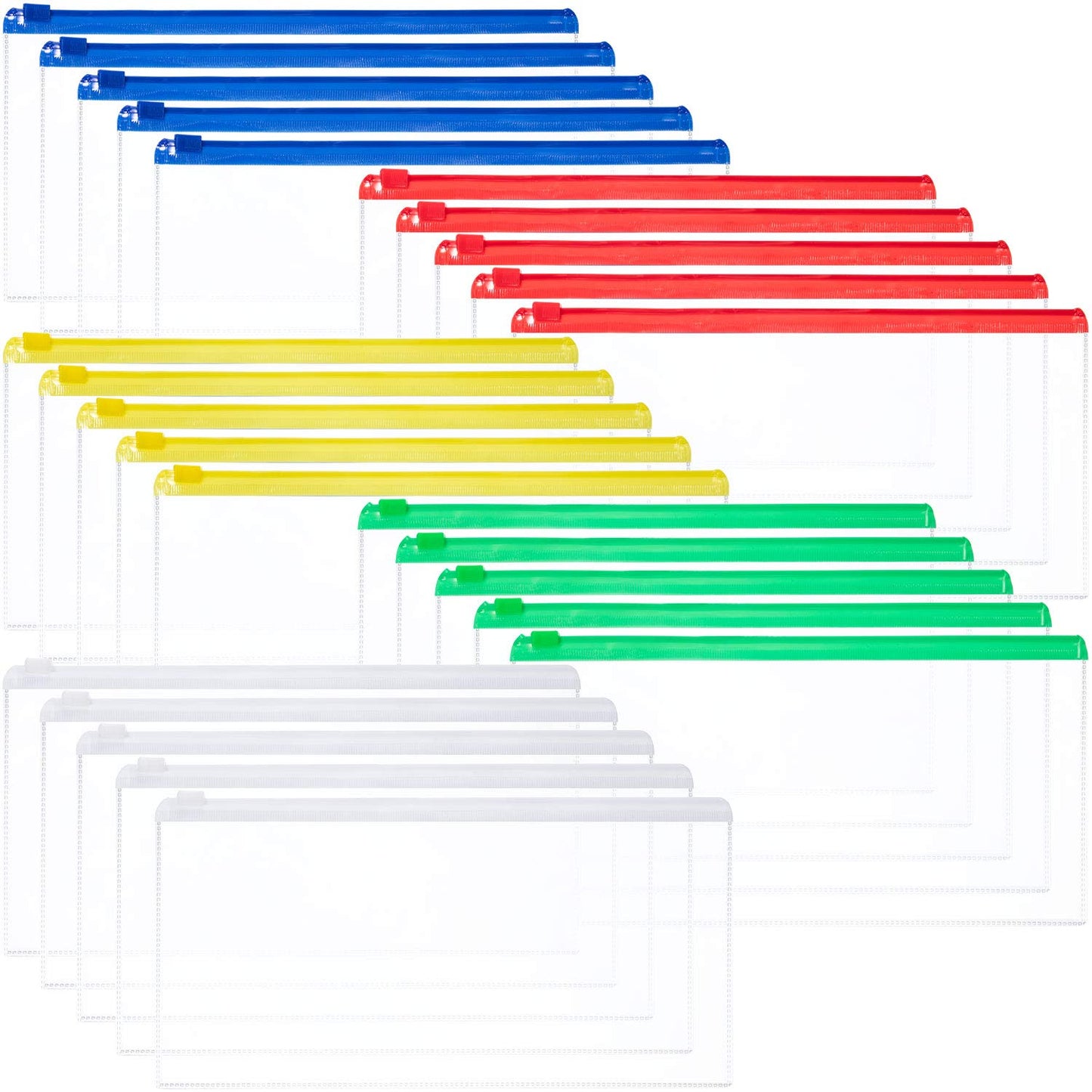 50 Clear Plastic Zip Envelopes for Office and School