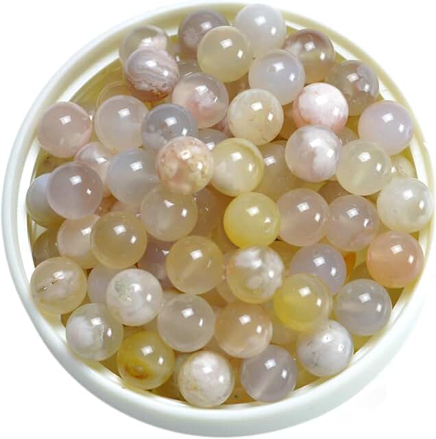 100pcs Natural Sakura Flower Agate Beads 8mm