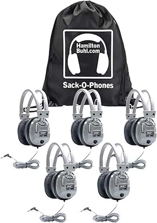 Pack of 6 Deluxe Headphones with Volume Control in Carry Bag
