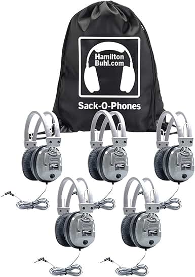 Pack of 6 Deluxe Headphones with Volume Control in Carry Bag