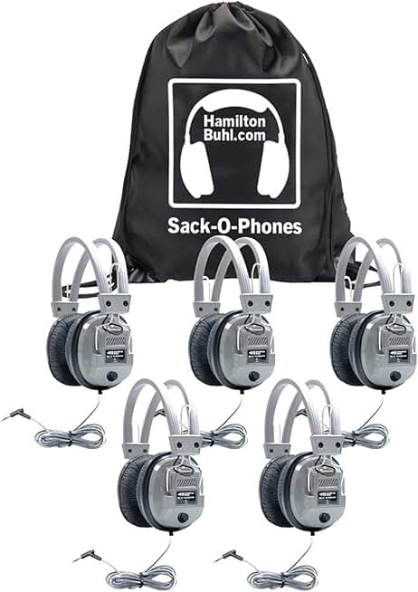 Pack of 6 Deluxe Headphones with Volume Control in Carry Bag