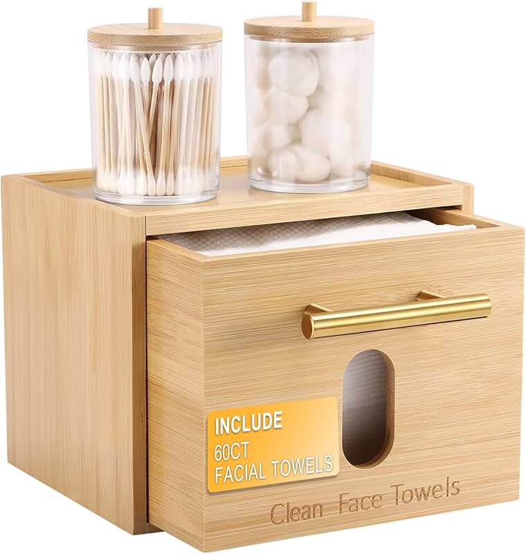 Bamboo Towel and Cotton Ball Storage Box