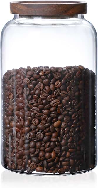 Large 2500ml Glass Storage Container with Wooden Lid