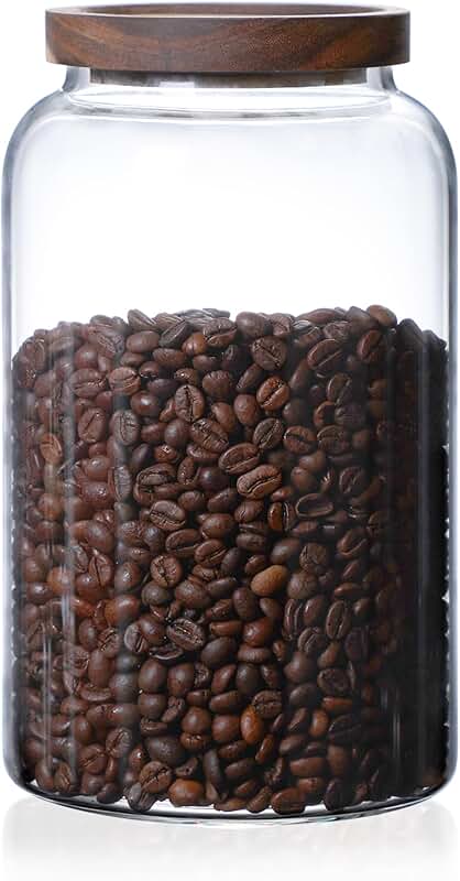 Large 2500ml Glass Storage Container with Wooden Lid