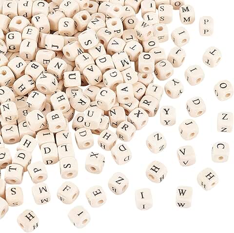 1000pcs 8mm Alphabet Wooden Beads for Crafts