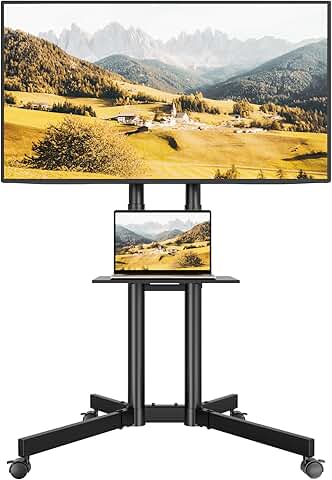 Mobile TV Stand with Tilt, Wheels, and Laptop Shelf