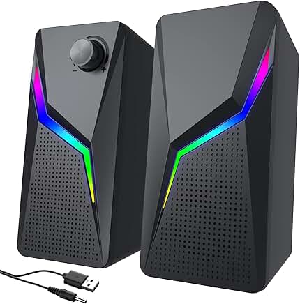 Desktop Computer Speakers with Lighting and Bass
