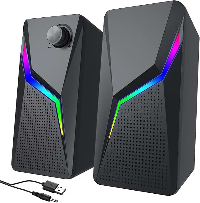 Desktop Computer Speakers with Lighting and Bass