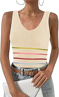 Women's Ribbed V-Neck Slim Fit Tank Top