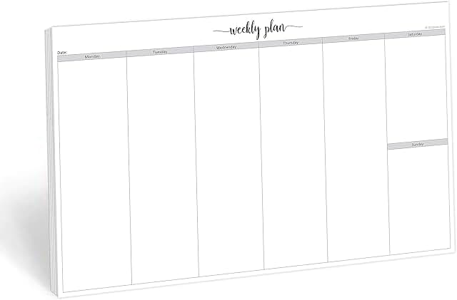 Jumbo Weekly Desk Planner Notepad, 50 Sheets