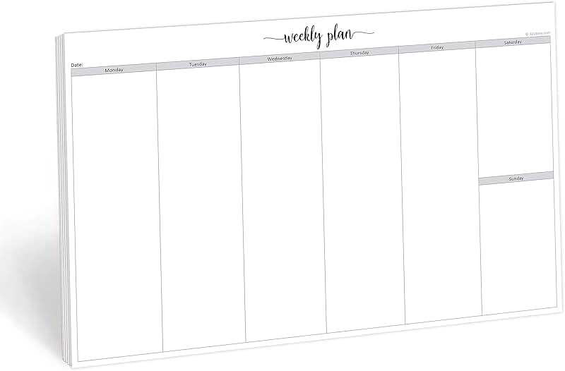 Jumbo Weekly Desk Planner Notepad, 50 Sheets