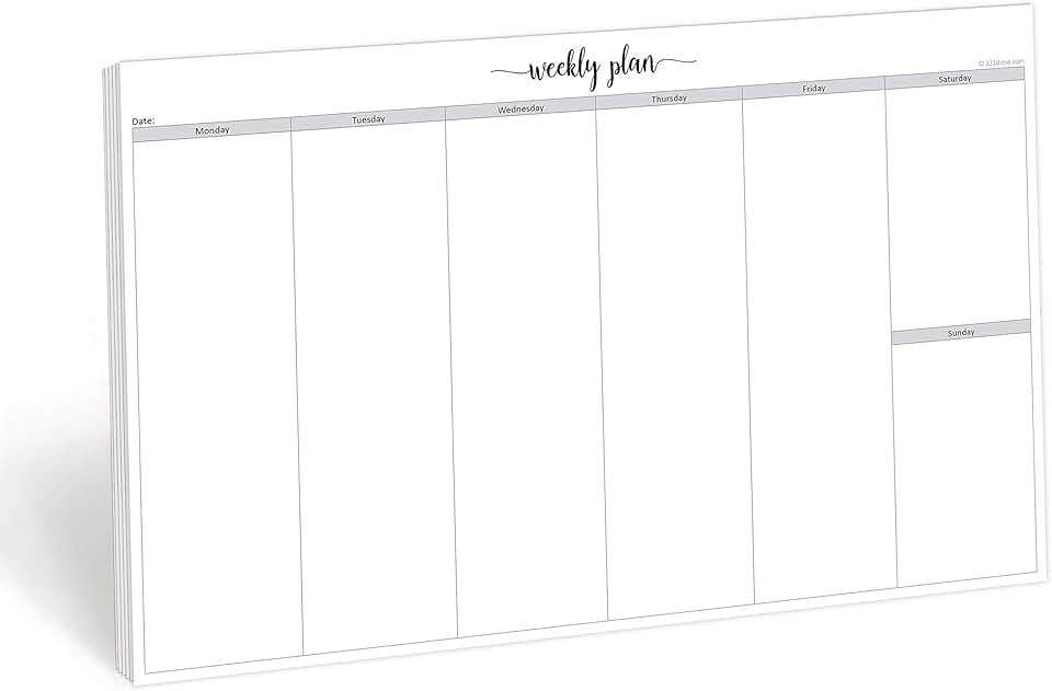 Jumbo Weekly Desk Planner Notepad, 50 Sheets