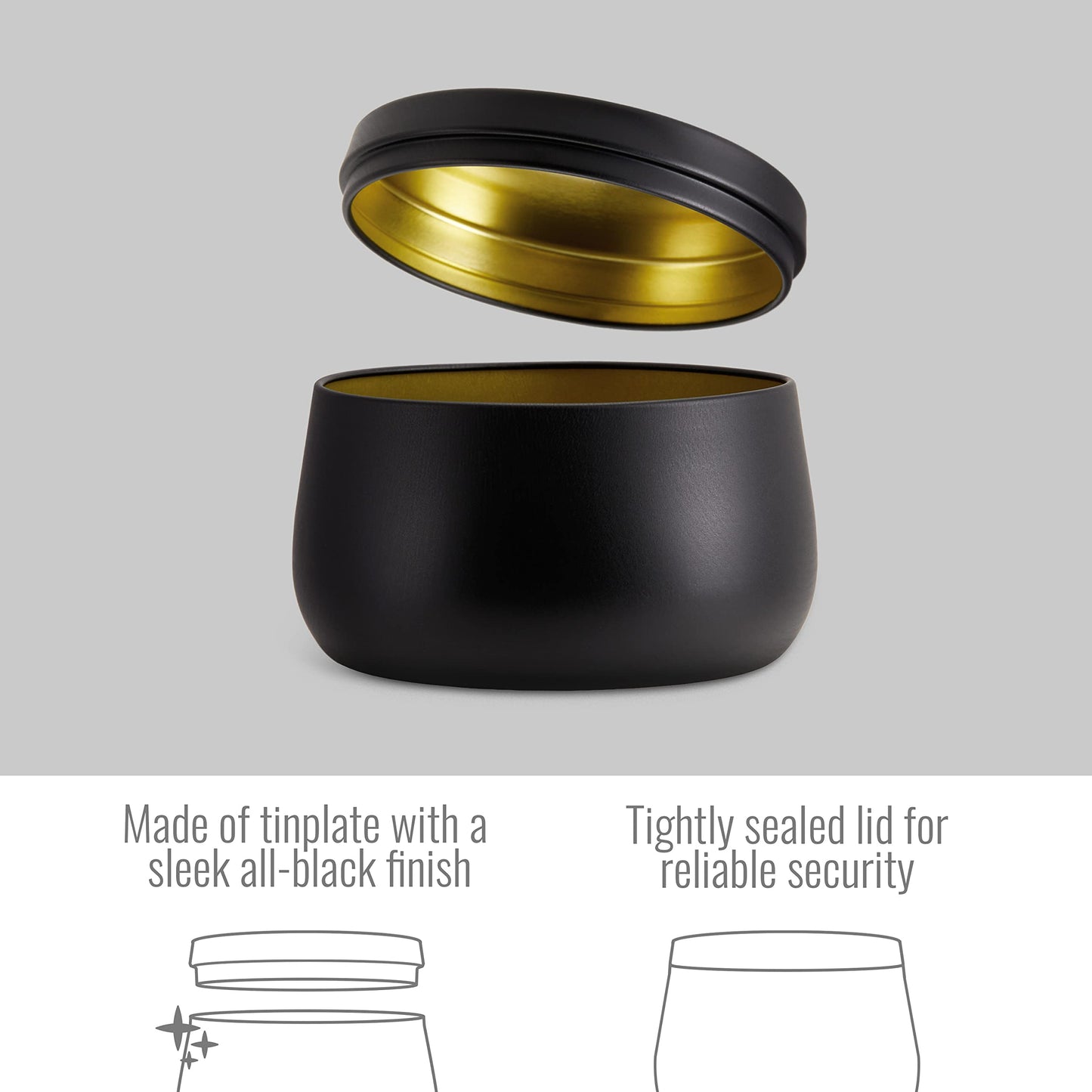 4 oz Black Tin Candle Tins Bulk Set (24)