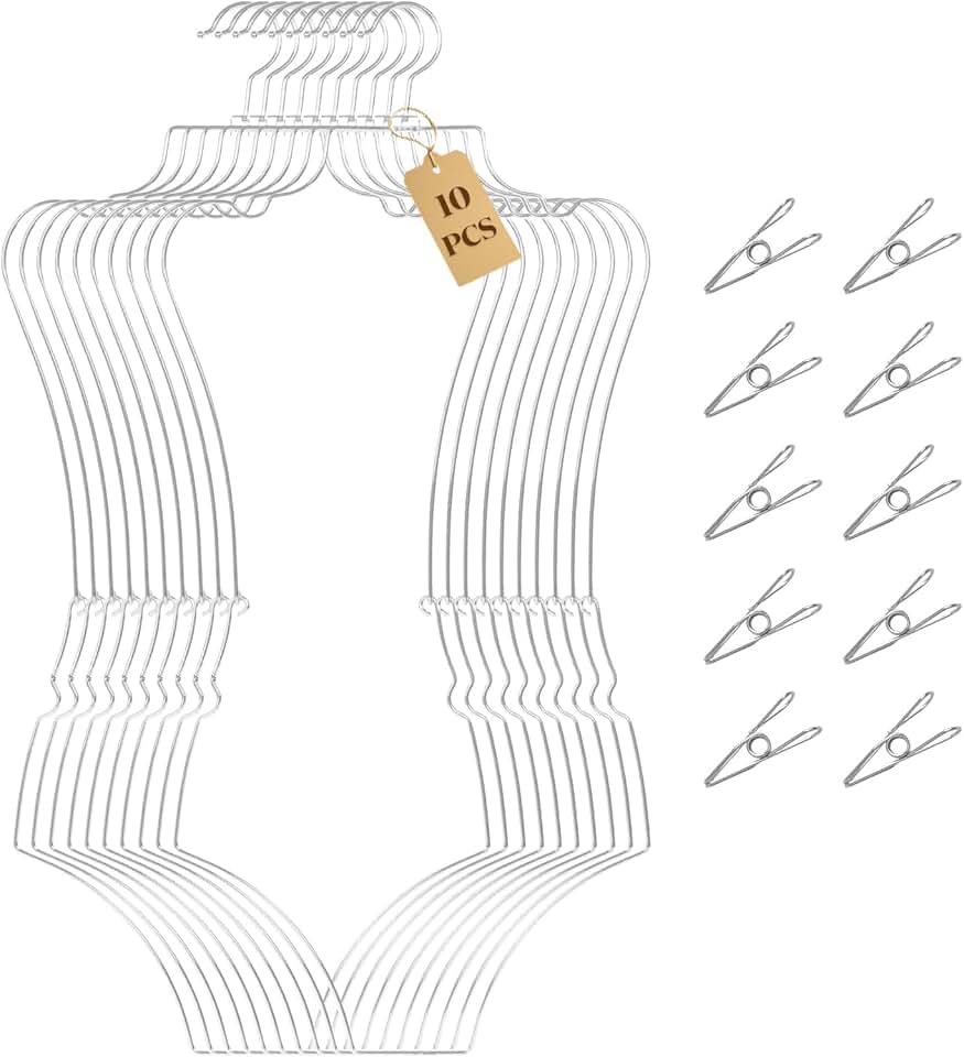 10 Metal Lingerie and Swimsuit Hangers with Clips