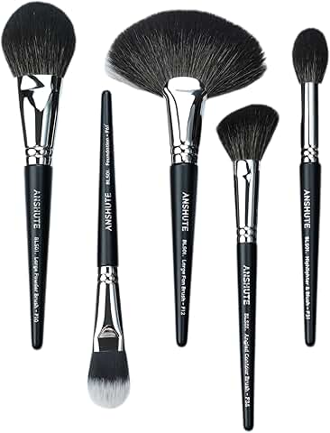 5-Piece Natural Goat Hair Makeup Brush Set for Face