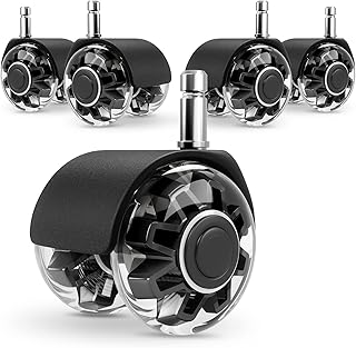 Set of 5 heavy-duty rubber chair wheels for hardwood and carpet