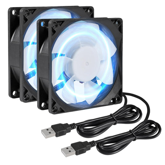 Two 80mm USB Blue LED Computer Fans