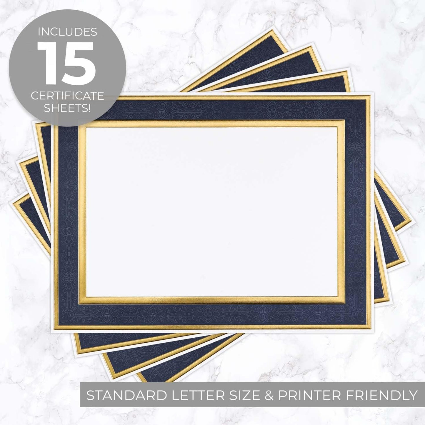 Gold Foil Certificate Paper, 8.5x11, 15 Sheets
