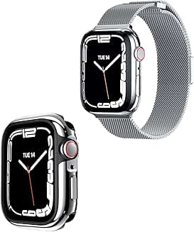 44mm/45mm Polished Aluminum Apple Watch Case with Milanese Loop
