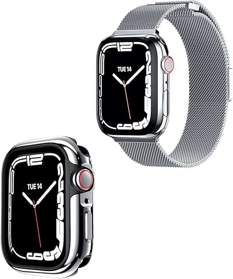 44mm/45mm Polished Aluminum Apple Watch Case with Milanese Loop