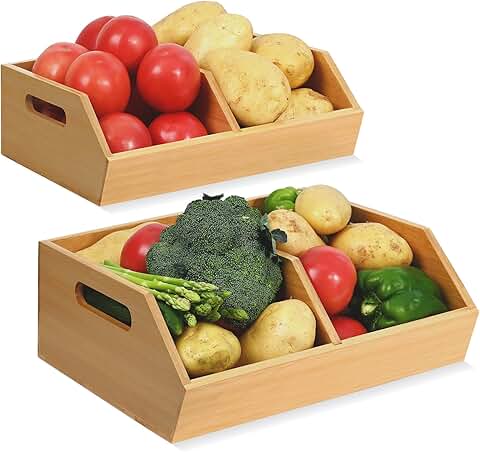 Stackable Bamboo Storage Bins for Kitchen Organization