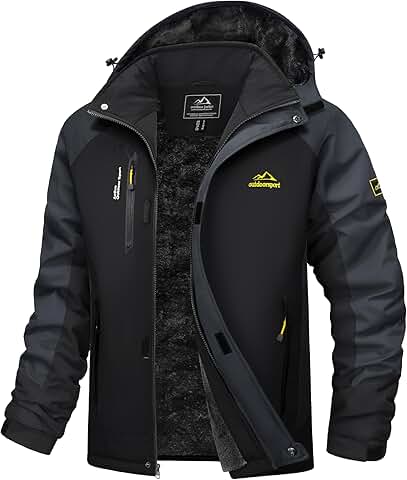 Men's Water-Resistant Winter Ski Snow Coat with Fleece and Hood