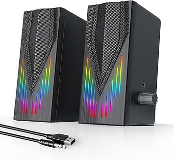 RGB Computer Speakers with Stereo Sound and Headphone Jack