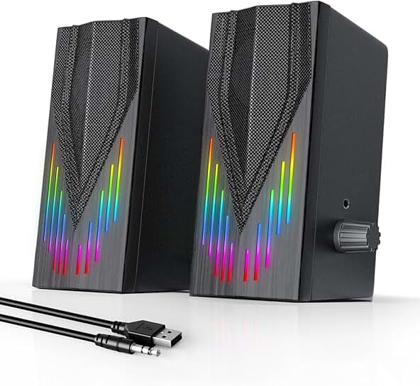 RGB Computer Speakers with Stereo Sound and Headphone Jack