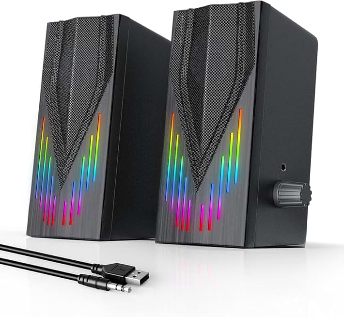 RGB Computer Speakers with Stereo Sound and Headphone Jack