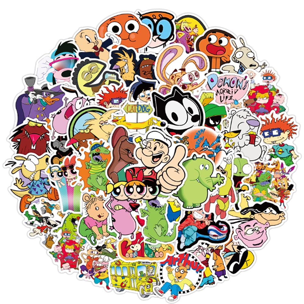 90s Cartoon Stickers for Kids and Teens