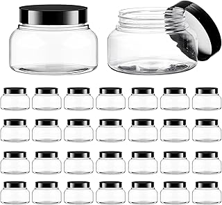 Set of 30 Clear 8oz Plastic Jars with Lids