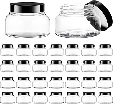 Set of 30 Clear 8oz Plastic Jars with Lids