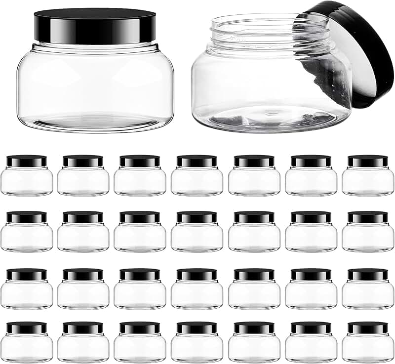 Set of 30 Clear 8oz Plastic Jars with Lids
