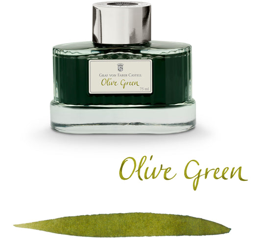 Olive Green Guilloche Art Ink Bottle, 2.5 fl oz