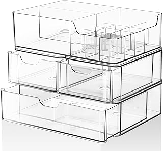 Three-Tier Clear Makeup Organizer for Vanity and Bathroom