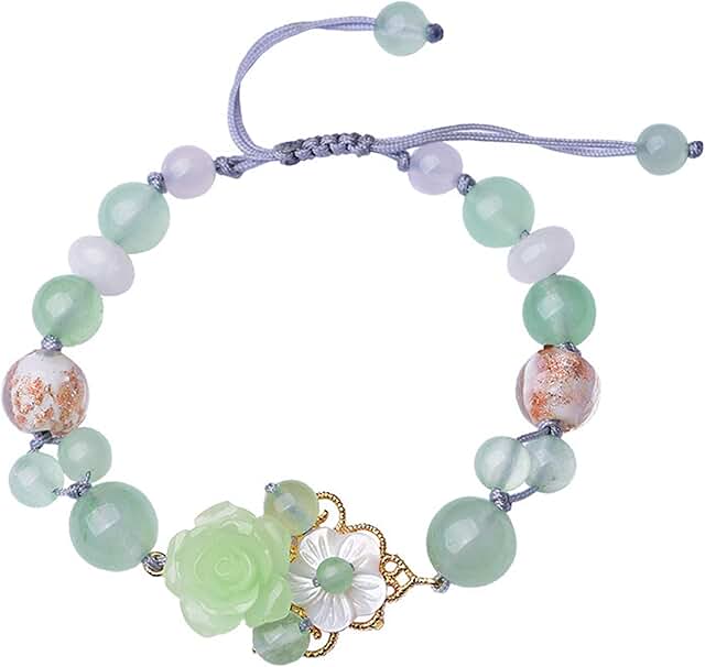 Green Jade Bead Elastic Bracelet for Women