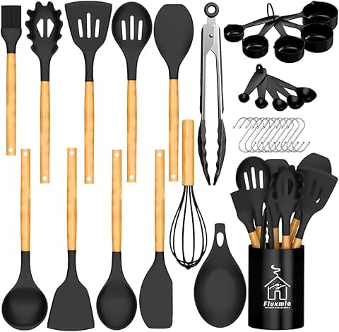 33-Piece Non-Stick Silicone Kitchen Utensil Set with Holder