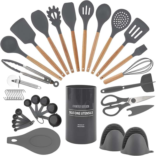 Set of 5 Wooden Cooking Utensils for Nonstick Pans