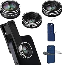 Phone Camera Lens Kit with Fisheye, Wide-Angle, and Macro Lenses
