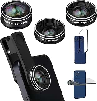 Phone Camera Lens Kit with Fisheye, Wide-Angle, and Macro Lenses