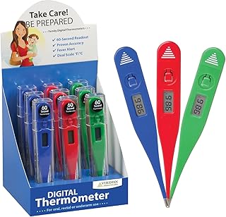 Digital thermometer with 60-second readout and 9-piece display