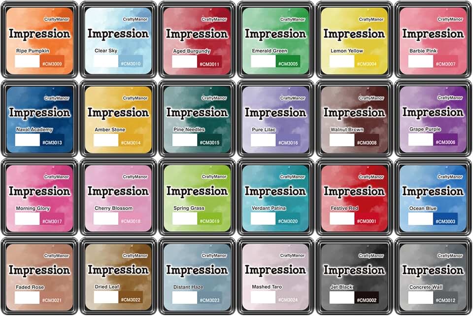 Mini Water-Based Ink Pads for Stamps, 24 Colors