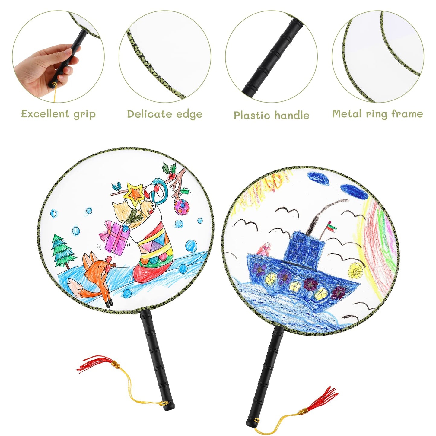 10pcs White Hand Fans for DIY Projects
