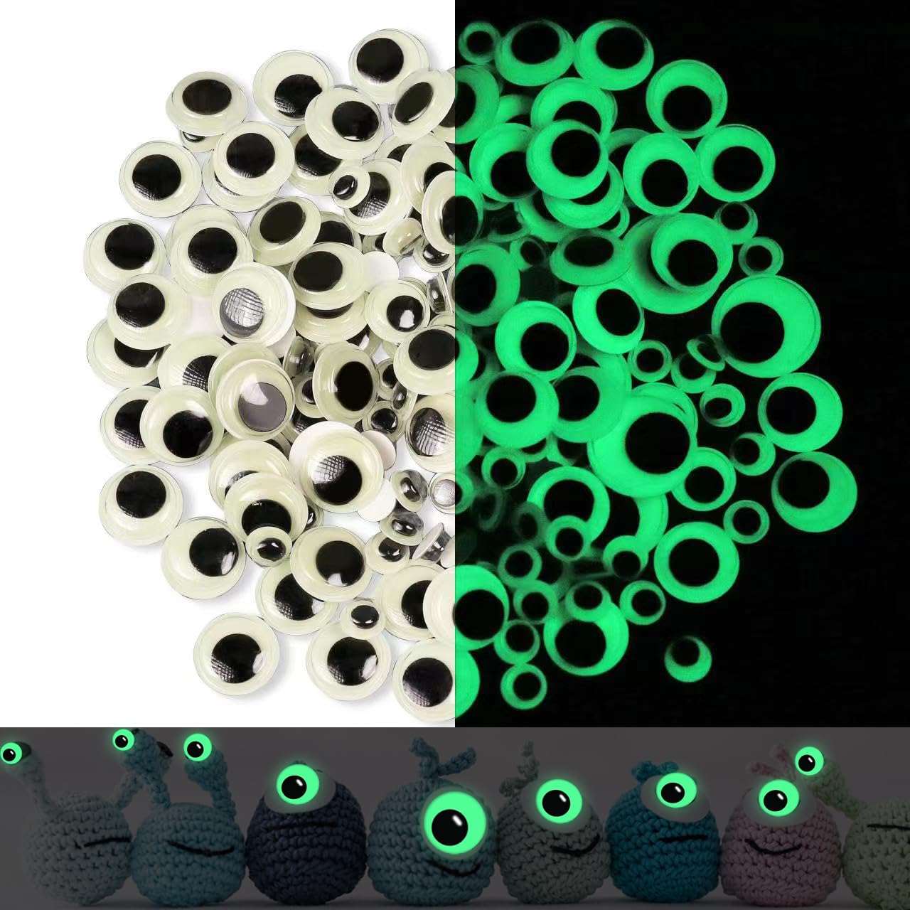 400 Pcs Luminous Plastic Googly Eyes 8-20mm